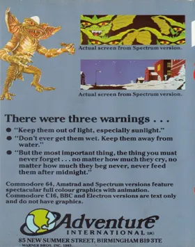 Gremlins - The Adventure (1983)(Adventure International)[GREMLIN] box cover back